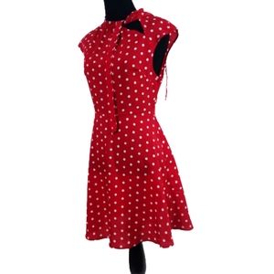 New SHEIN Dress Midi Fit and Flare Retro Polka Dot Red White Womens Size…